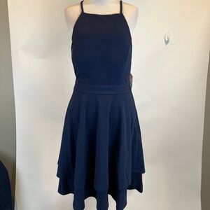 Altar’d State Sleeveless Navy Fit n Flare Dress Cutout Back